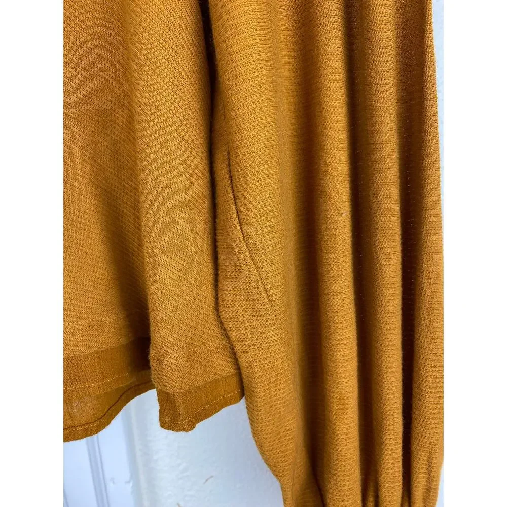 Free‎ People Women's Size XS Ochre Ribbed Long Puff Sleeve Crop Top *